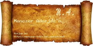 Menczer Adorján névjegykártya
